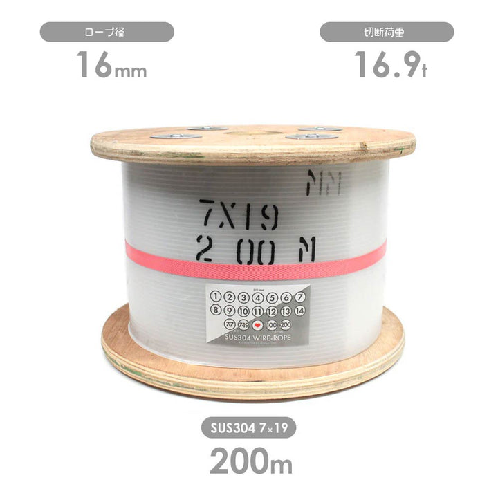 モノツール ステンレスワイヤロープ 200m巻:輸入SUS304