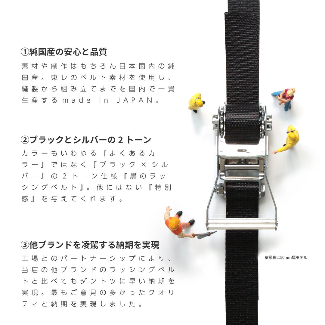 国産ラッシングベルト JIS規格 両端加工 25mm・50mm クロノラッシングベルト