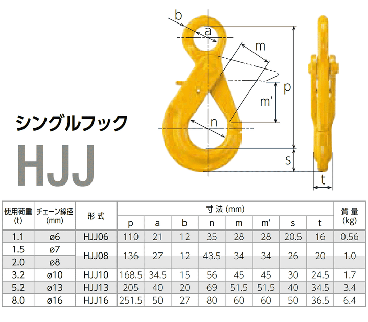 シングルフックHJJ(アイタイプ)KITO:キトー
