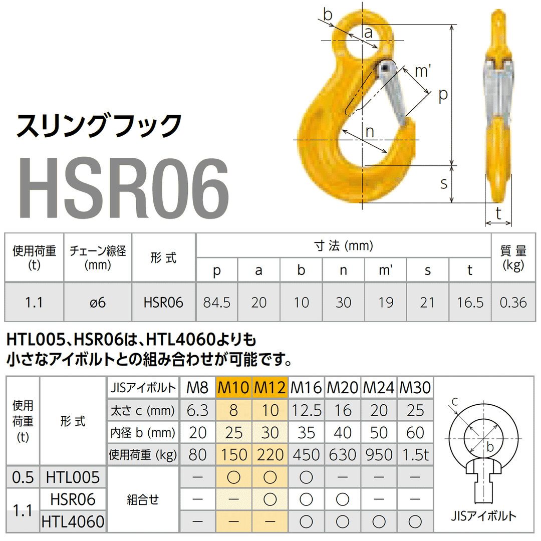 小型スリングフックHSR06(アイタイプ)KITO:キトー
