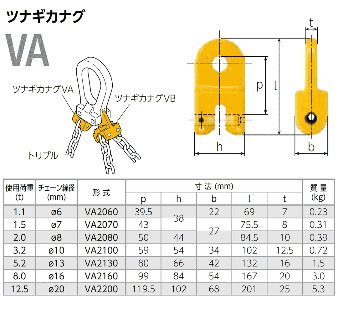 VAツナギカナグ(ピンタイプ)KITO:キトー