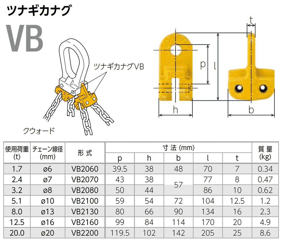 VBツナギカナグ(ピンタイプ)KITO:キトー