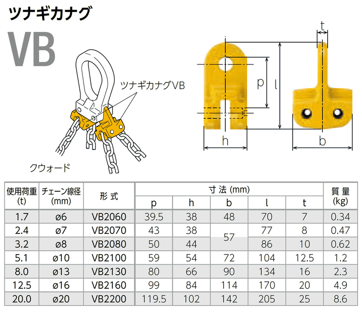 VBツナギカナグ(ピンタイプ)KITO:キトー