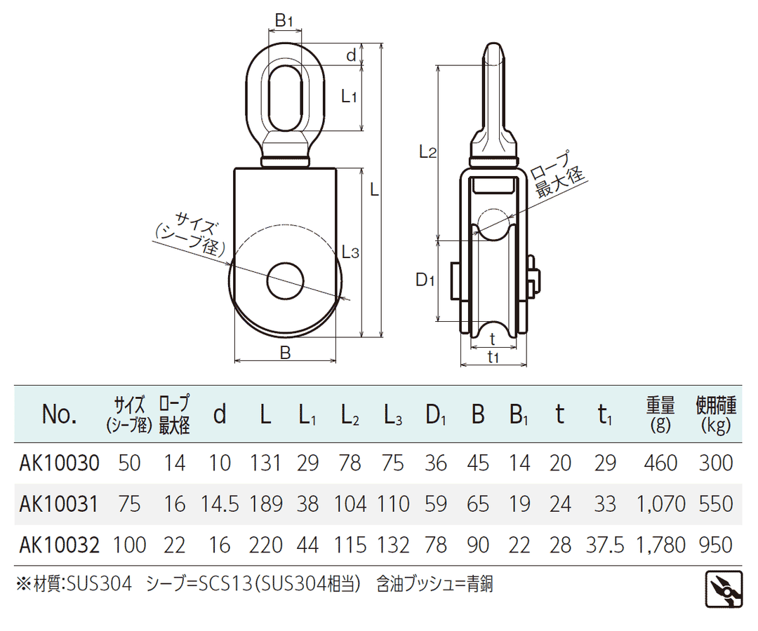 サンマブロック ステンレス滑車:ASANO