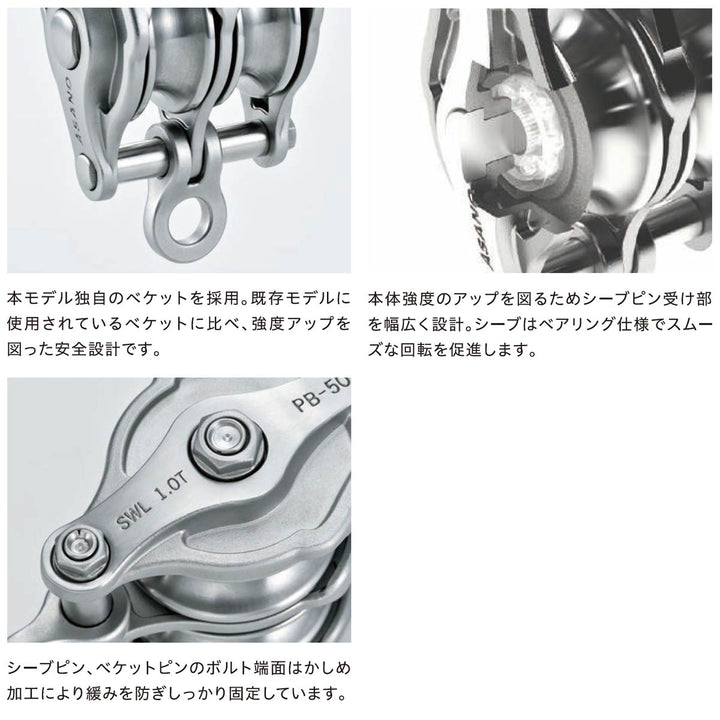 AKブロックPB型 2車 (ステンレスベアリング入)ステンレス滑車:ASANO