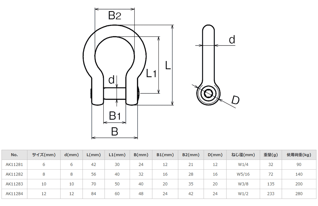 【10個セット】ステンレス オタフクLKシャックルS型 ASANO
