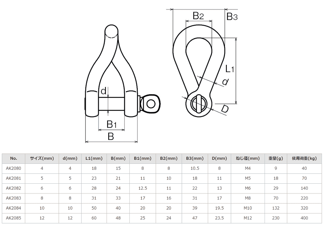 【10個セット】ステンレス ツイストシャックル ASANO