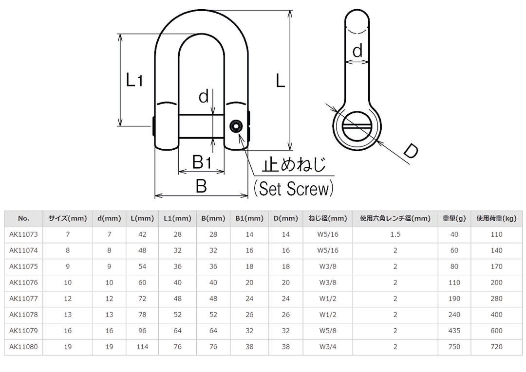 【10個セット】ステンレス 沈みシャックル(まわり止め付)ASANO