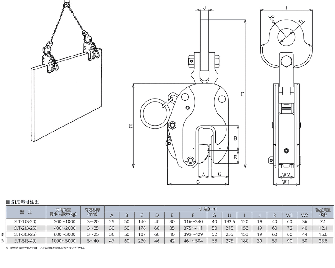 SLT型:イーグルクランプ 鉄鋼用 クランプ 縦つり用