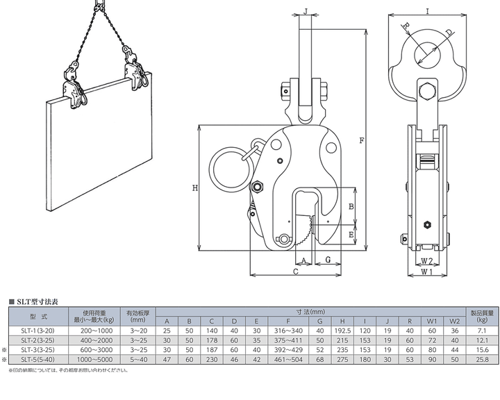 SLT型:イーグルクランプ 鉄鋼用 クランプ 縦つり用