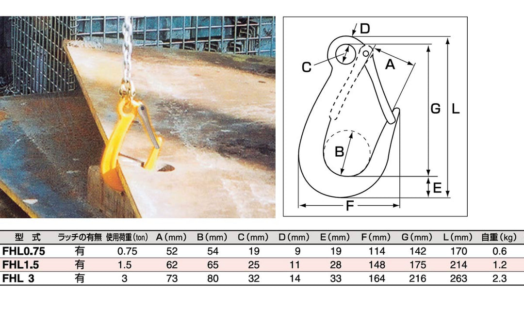 FHL ファンドリーフック ラッチ付:スリーエッチ
