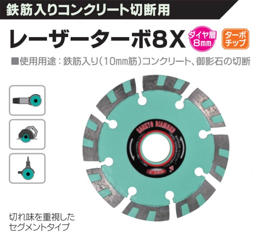 レーザーターボ8X:鉄筋入りコンクリート切断用:三京ダイヤモンド