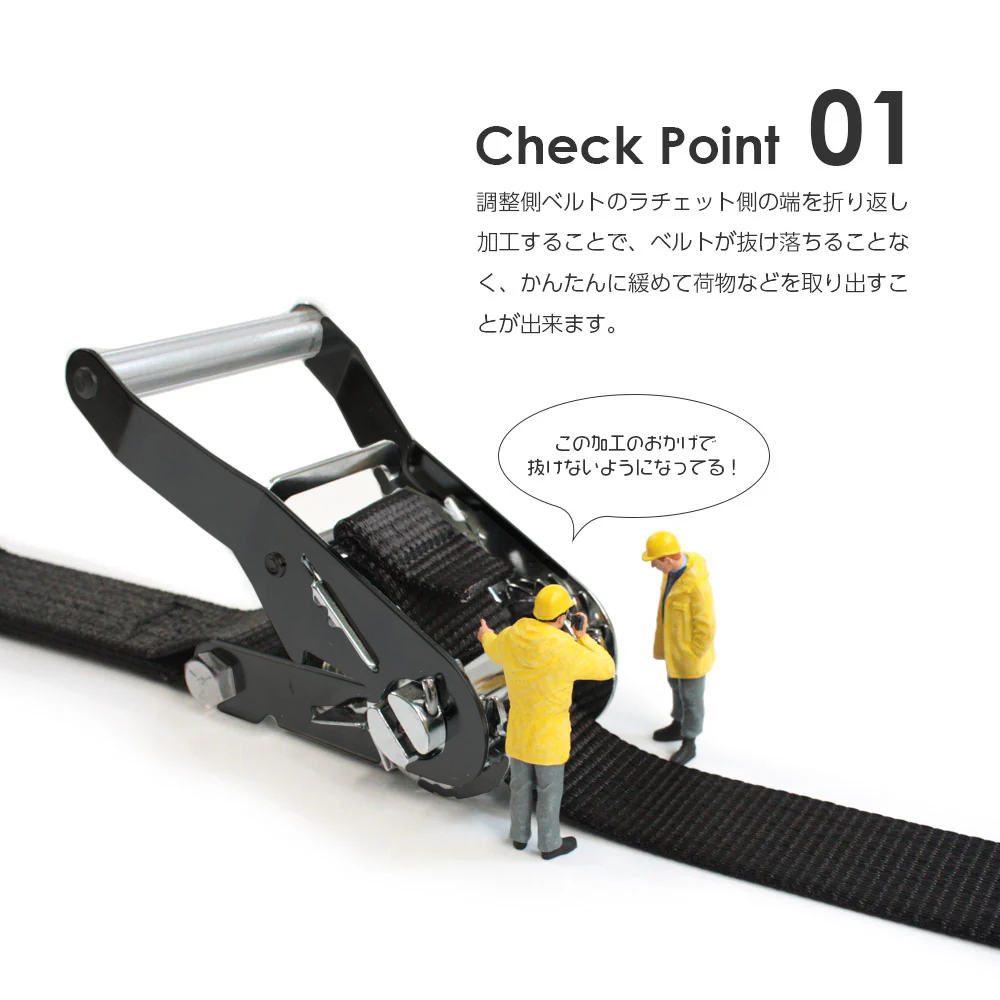 プロパンガス輸送固定用ラッシングベルト特注:クロノラッシング50mm幅