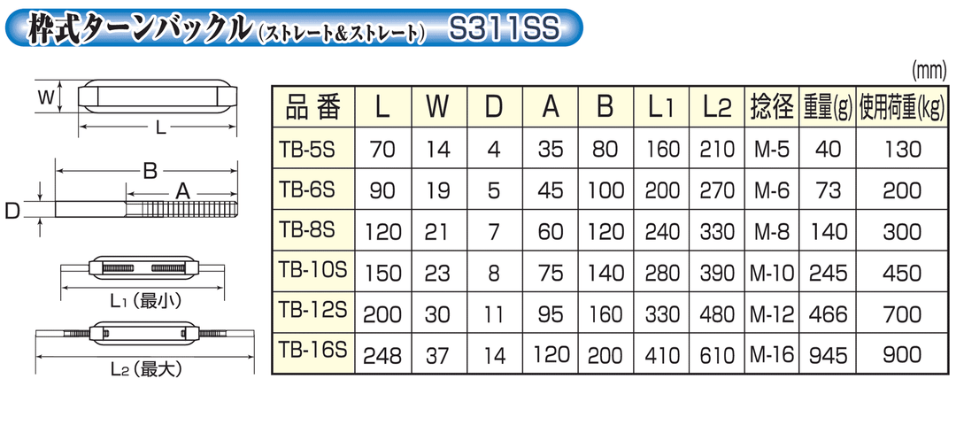 ステンレス枠式ターンバックル(スタンダード)