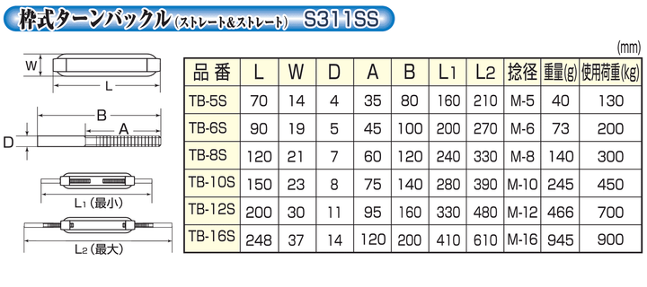 ステンレス枠式ターンバックル(スタンダード)