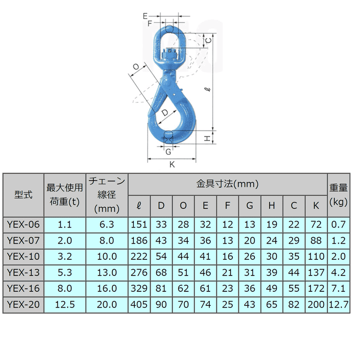 YEX セルフロックフックスイベル付:リフテック G100