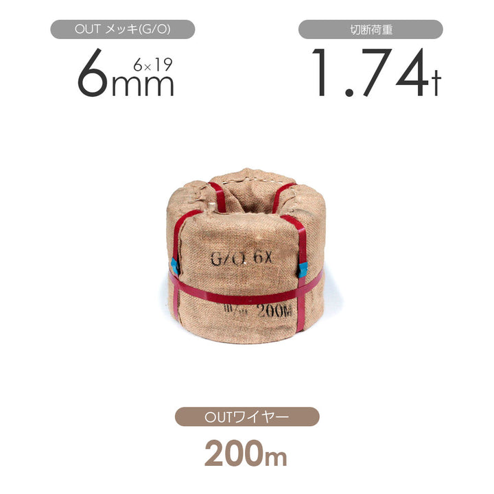 OUTワイヤロープ 200m巻(黒・メッキ)