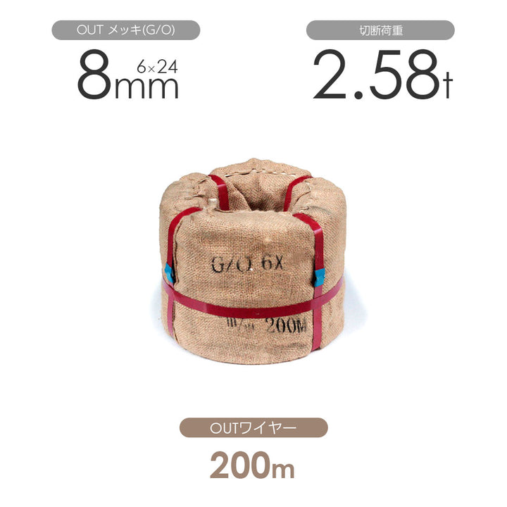 OUTワイヤロープ 200m巻(黒・メッキ)