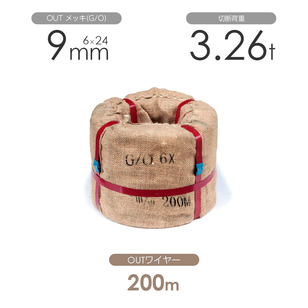 OUTワイヤロープ 200m巻(黒・メッキ)