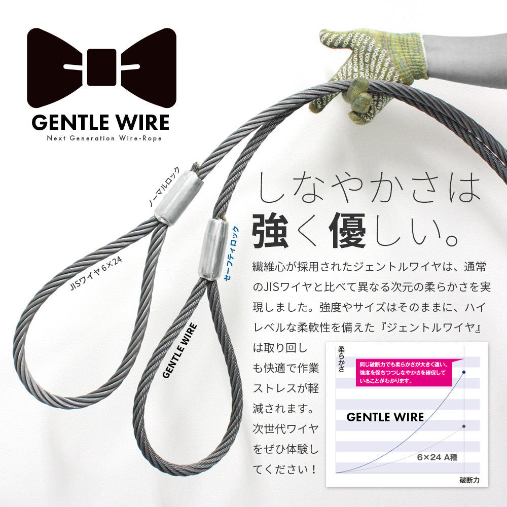 ジェントルワイヤロープ IWRC 6×(IWRC 6×S(19)) 両端加工 GENTLE WIRE