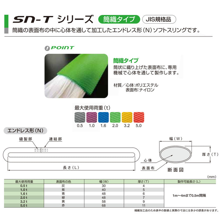 SN-Tシリーズ（筒織タイプ） エンドレス形 国産ソフトスリング